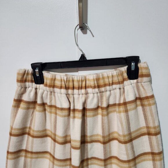 Loft Outlet Cream Camel Brown Beige Preppy Soft Plaid Classic Mini Skirt Medium - Picture 5 of 6